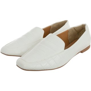 Sapato Mocassim Donatella Shoes Liso Confort Branco Croco