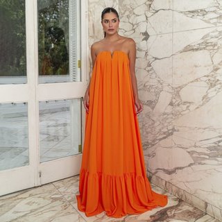 Vestido De Festa Auston Verone Laranja