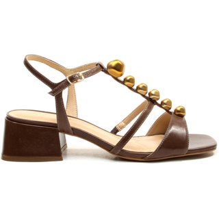 Sandália Couro Marrom Salto Bloco Baixo Cecconello 2687002-2