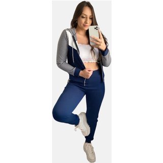 Conjunto Agasalho Summer Body com zíper e touca Xadrez com Azul