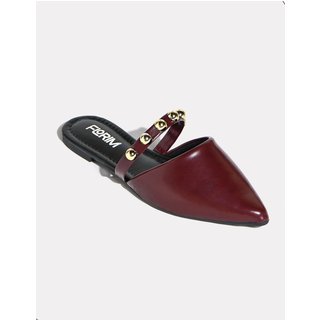 Sapatilha Mule Feminino Borgonha Florim Bico Fino Palmilha Confort