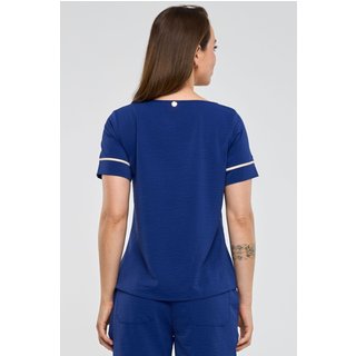 Blusa PKS Manga Curta Com Filetes Azul Marinho