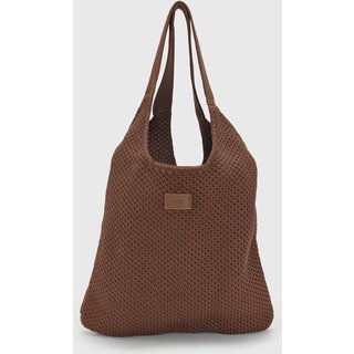 Bolsa Feminina Brizza Arezzo Textura Tramado Marrom