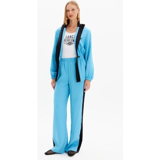 Calça Reta Bicolor Cintura Alta Sport Easy