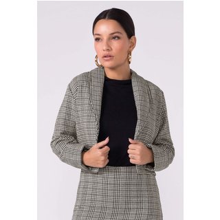 Casaco Feminino Tweed Xadrez Marialícia Preto