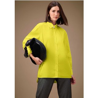 Camisa Maria Valentina Oversized Polo Manga Longa Padrão Amarelo