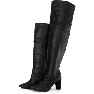 Bota Over Feminina Salto Alto E Grosso 1822 Nobucado Preto