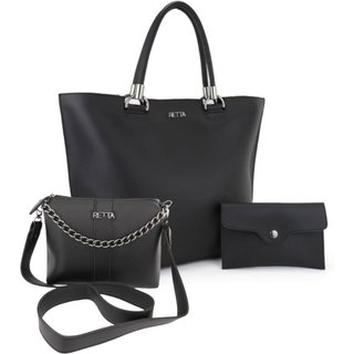 Kit Bolsa Feminina Grande Sacola + Bolsa Transversal Pequena Retta Oficial Bolsa Feminina Moderna e Elegante