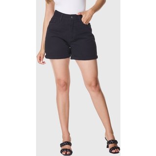 Shorts Basico Feminino Mom Cintura Alta Em Sarja