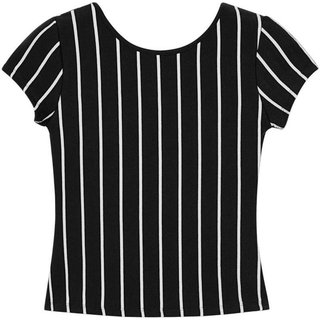 Blusa Feminina Canelada Listras Marialícia Preto
