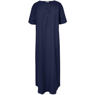 Vestido Feminino Biamar Longo Decote V Bolsos Azul Escuro
