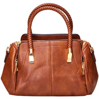 Bolsa Bau Media De Mao Feminina Transversal De Ombro Luxuosa Marrom