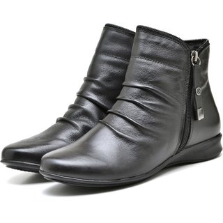 Bota Feminina Cano Curto Rasteira de Couro - Sucesso de Vendas