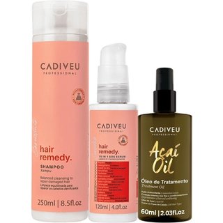 Kit Cadiveu Essentials Hair Remedy Shampoo Sérum e Açaí Oil 60 (3 produtos)