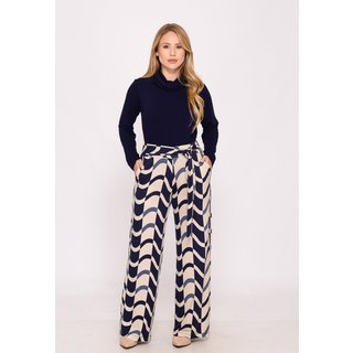 Calça Pantalona Cós largo Bolsos BBonnie Sheila Bege Azul