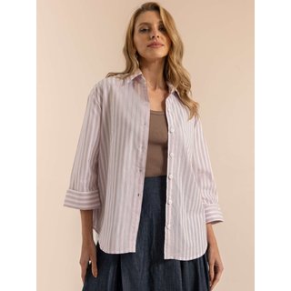 Camisa Listrada Ampla Verão Anna Morena Rosa