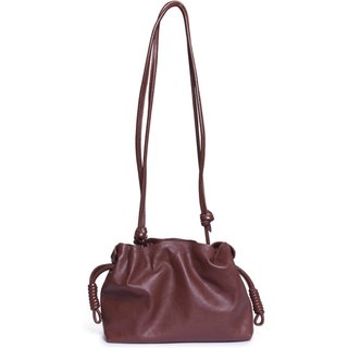 Bolsa MY.NA Saco Lorena Couro Legítimo Marrom