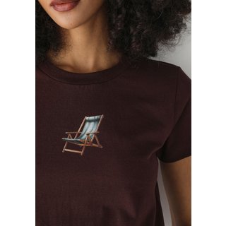 Camiseta Feminina Baby Tee Fiveblu Estampada Little Chair Marrom