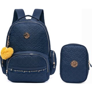 Kit Mochila Feminina Estojo Escolar Juvenil Espaçosa Primicia