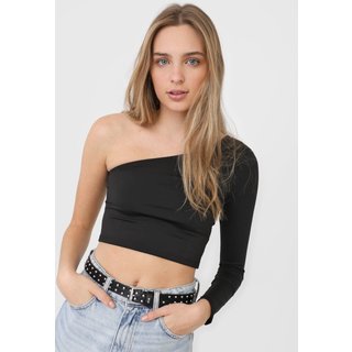 Cropped Rioutlet Uma Manga Longa Preto