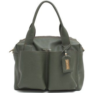 BOLSA FEMININA EM COURO ALÇA DE MÁO SAGE "LORENA SALGUEIRO"""