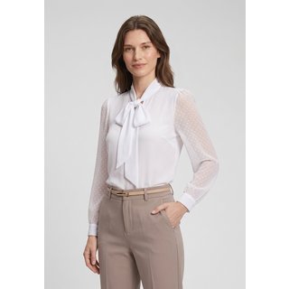 Blusa Intens Manga Longa Crepe Devore Laço Branco.