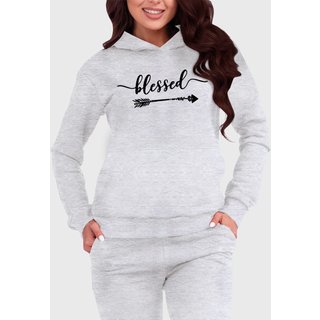 Blusa de Frio Moletom Flanelado Benellys Blessed Canguru Cinza Claro