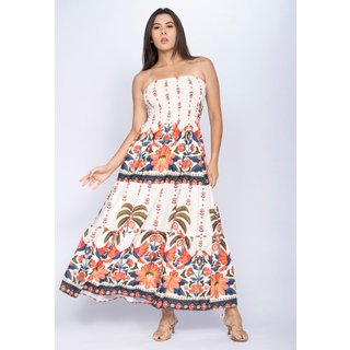Vestido Amazonia Vital Midi Tomara que caia Estampa Tropicana