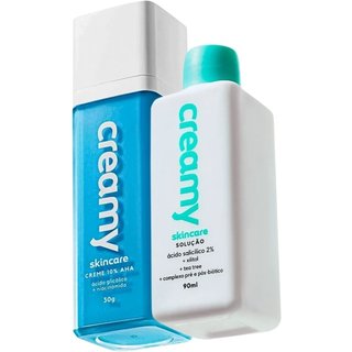 Kit Creamy Ácido Glicólico Redutor de Linhas e Ácido Salicílico Solução Tônica Antiacne (2 produtos)
