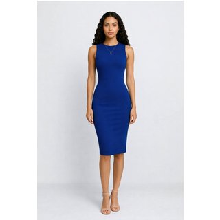Vestido Midi D Bell Outlet Fashion Canelado Azul