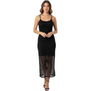 Vestido Midi Slim Em Tule Colcci Preto