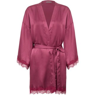 Robe Manga Curta Cetim Renda Angelina Rosa Raspberry