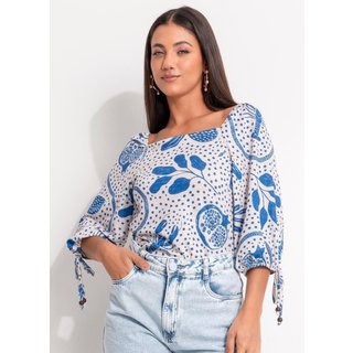 Blusa Em Malha Texturizada Quintess Pontilhado Azul