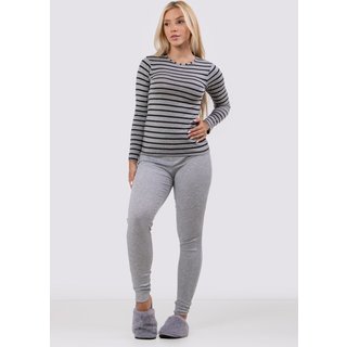 Pijama Linha Noite Calça Jogger Moletom Diluxo Listrado Cinza