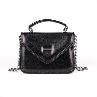 Bolsa Feminina Preto Domidona Tiracolo Metalizada Corrente Alça Ajustável