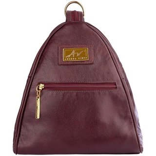 Mochila de couro liso 2 em 1 Malu - Marsala