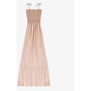 Vestido Longo Feminino De Lastex Duna Liso Select Bege