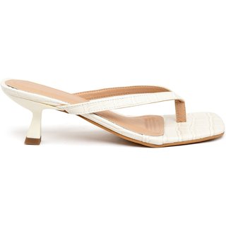Tamanco De Dedo Hannah Salto Baixo Fino 5410 Croco Off White