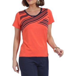 Juanna Blusinha Feminina Manga Curta Viscose - Laranja