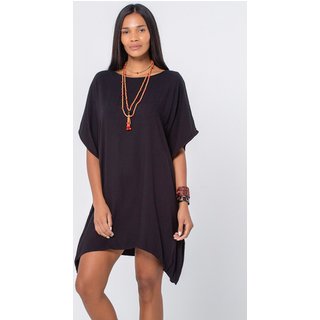 Vestido Kaftan Amazonia Vital Viscose Curto Preto
