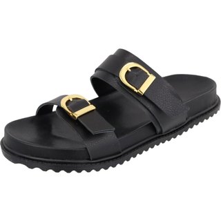 Papete Slide Enfeite Fivela Tendência Verão Agnes Veronez Preto