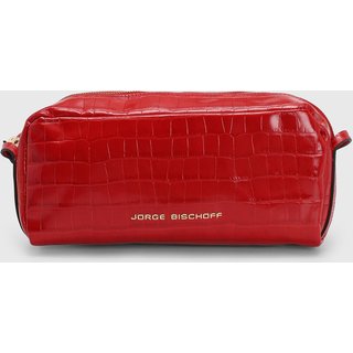 Bolsa Feminina Jorge Bischoff Textura Croco Vermelha