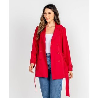 TRENCH COAT TRANSPASSADO FORRO ONÇA VERMELHO