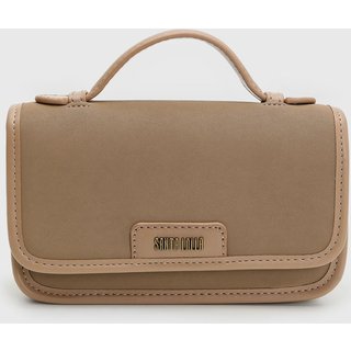 Bolsa Feminina Santa Lolla Média Detalhe Metalizado Bege