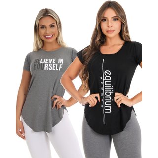 KIT 2 Blusas Feminina Academia Tapa Bum Bum