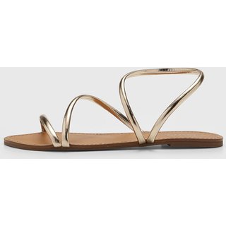 Rasteira Feminina Arezzo Tiras Metálicas Dourado