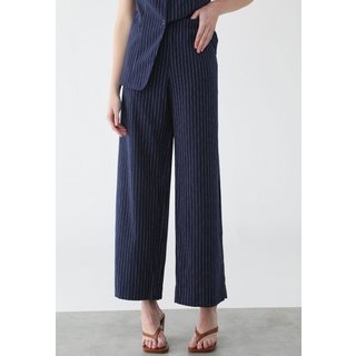 Calça Feminina GAP Listrada Cintura Alta Azul Marinho