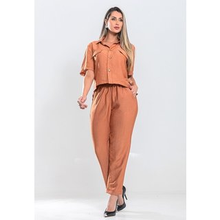 Conjunto Feminino Camisa Cropeed e Calça Skinny Com Elástico
