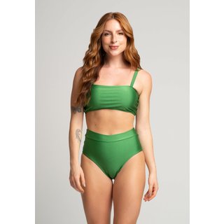 Biquíni Top Faixa Bella fiore Modas Hot Pants Liso Cintura Alta Verão Verde