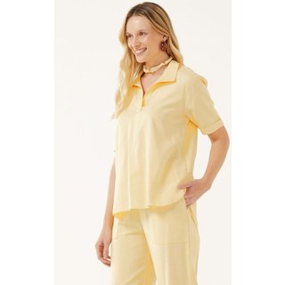 Camisa Polo Feminina Alongada Marialícia Amarelo